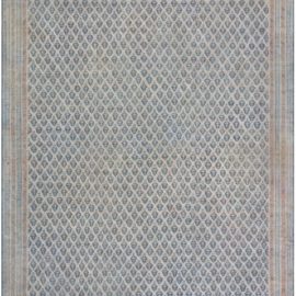 Antique Agra Indian Allover Light Blue Hand-Knotted Cotton Carpet – Circa 1900 BB5054
