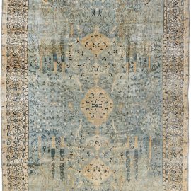Vintage Indian Water Blue and Green Handwoven Wool Rug BB4923