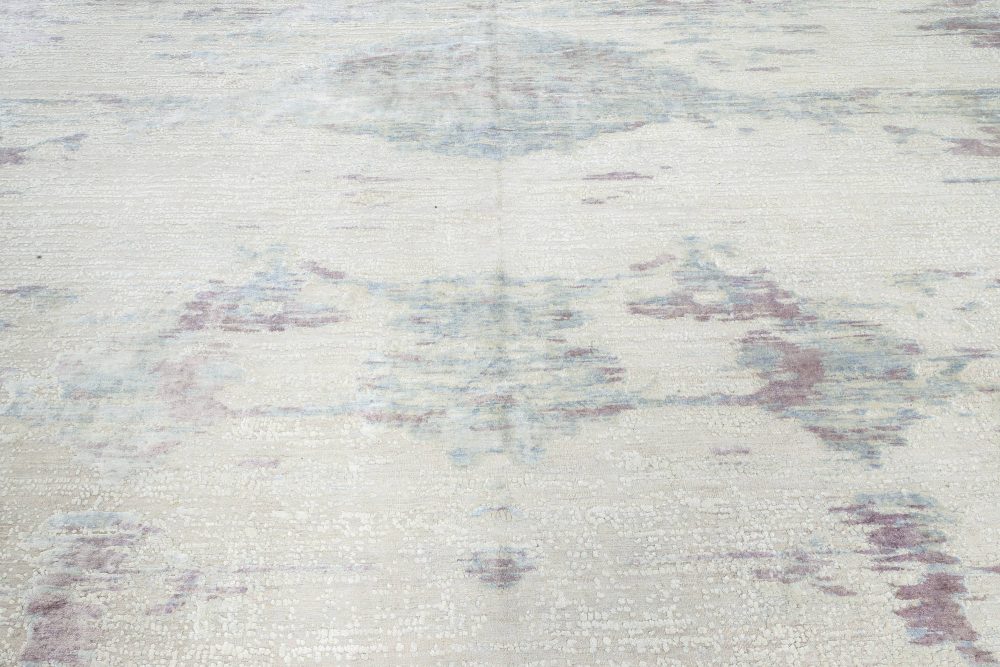 Contemporary Faint Blues Hand Knotted Silk, Wool & Cotton Rug N11339