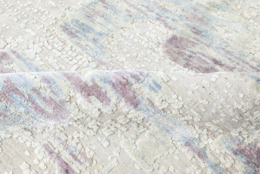 Contemporary Faint Blues Hand Knotted Silk, Wool & Cotton Rug N11339