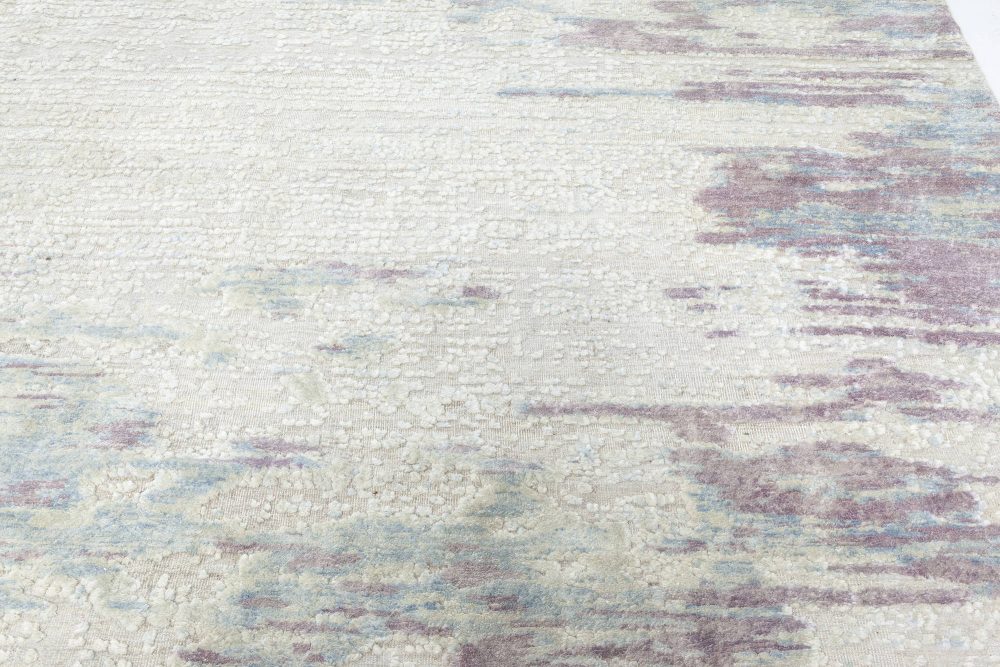 Contemporary Faint Blues Hand Knotted Silk, Wool & Cotton Rug N11339