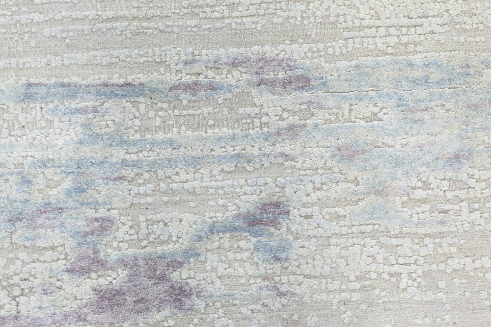 Contemporary Faint Blues Hand Knotted Silk, Wool & Cotton Rug N11339