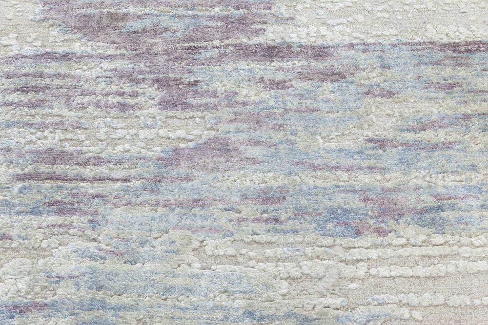 Contemporary Faint Blues Hand Knotted Silk, Wool & Cotton Rug N11339