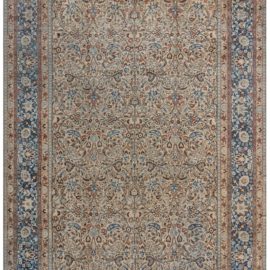 Antique Khorassan Persian Floral Allover In Light Beige Hand-Knotted Wool Rug – Circa 1900 BB7286
