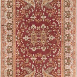 Axminster English Antique Medallion Ivory Hand-Knotted Wool Rug – Circa 1900 BB8783