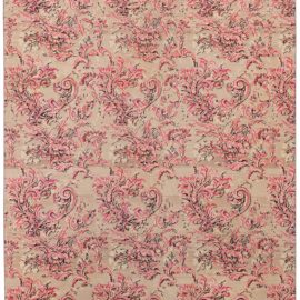 Antique Bessarabian Russian Floral Allover Warm Tan With Dusty Pink Flatweave Wool Rug – Circa 1960 BB8483