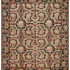 Antique Bessarabian Russian Allover Floral Soft Beige Flatweave Wool Rug – Circa 1900 BB7548