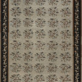 Bessarabian Russian Antique Allover Floral Light Beige Flatweave Wool Carpet – Circa 1900 BB7549