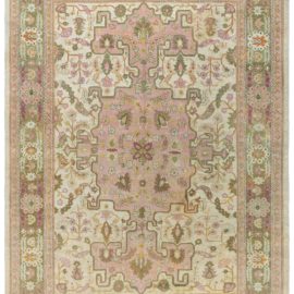 1900s Indian Amritsar Salmon Pink Handmade Wool Rug BB5722