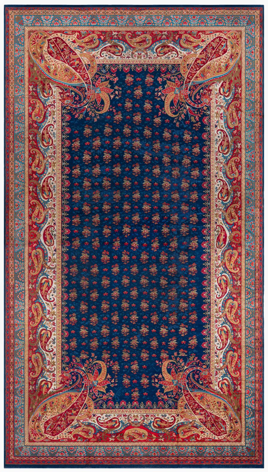 Authentic English Axminster Blue, Red Carpet BB6127