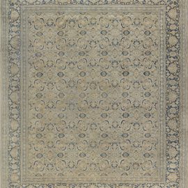 Tabriz Persian Antique Floral Allover Soft Beige Hand-Knotted Wool Carpet – Circa 1920 BB7159