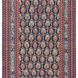 Antique Karabakh Caucasian Allover Geometric Warm Tan Hand-Knotted Wool Runner – Circa 1870 Paisley Design BB8518