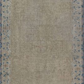 Vintage Chinese Floral Classic Taupe Hand-Knotted Wool Rug (Size Adjusted) BB7555