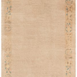 Vintage Chinese Floral Tan Hand-Knotted Wool Carpet BB8495