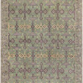 Chinese Vintage Geometric Classic Taupe Hand-Knotted Wool Rug BB8864
