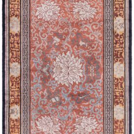 Vintage Chinese Floral Cream Hand-Knotted Silk Rug BB8912