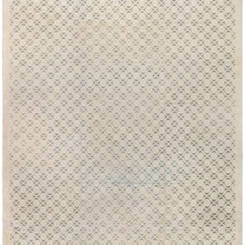 French Vintage Floral Pale Sand Hand-Knotted Wool Carpet Modernist Cogolin BB8985