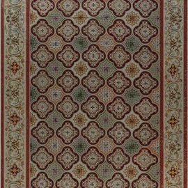 French Antique Allover Ivory Needlework Wool Rug – Circa 1880 BB7553