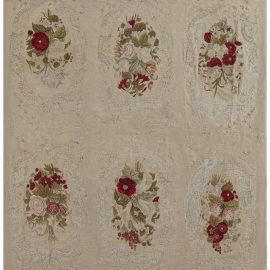 Antique French Allover Light Beige Needlework Wool Rug – Circa 1920 BB7547