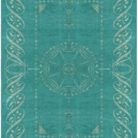 Vintage Arts & Crafts Floral Blue Hand-Knotted Wool Rug BB8978