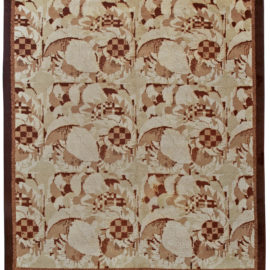 French Art Deco Vintage Floral Soft Beige Hand-Knotted Wool Rug By NoëL Hostens BB6074