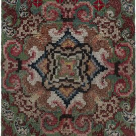 Vintage French Art Deco Floral Slate Gray Hand-Knotted Wool Carpet BB7550