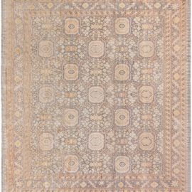 Antique Turkish Allover Geometric Light Beige Hand-Knotted Wool Carpet – Circa 1920 BB8738