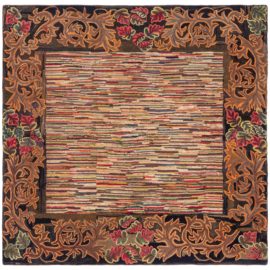 American Hooked Vintage Abstract Slate Gray Hand-Knotted Wool Rug BB8519