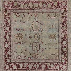 Antique Agra Indian Allover Geometric Light Gray Hand-Knotted Wool Rug – Circa 1900 BB7480