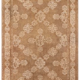 Antique Amritsar Indian Floral Allover Warm Tan With Light Beige Hand-Knotted Wool Rug – Circa 1900 BB8578
