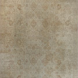 Antique Amritsar Indian Floral Allover Soft Beige Hand-Knotted Wool Rug – Circa 1880 (Size Adjusted) BB7564