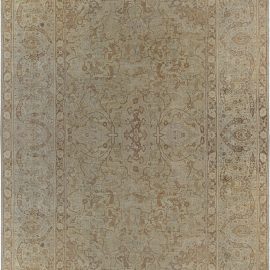 Antique Amritsar Indian Allover Floral Oversized Warm Tan Hand-Knotted Wool Carpet – Circa 1880 (Size Adjusted) BB7562