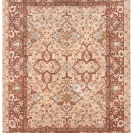 Antique Amritsar Indian Allover Geometric Light Beige Hand-Knotted Wool Rug – Circa 1900 BB8570