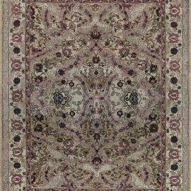 Authentic 19th Century Indian Amritsar Floral Design Pink Blue Green Wool Rug BB7481