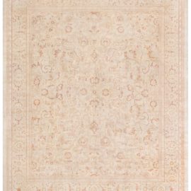Antique Amritsar Indian Allover Floral Soft Beige Hand-Knotted Wool Rug – Circa 1880 BB8576