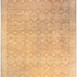 Amritsar Indian Antique Floral Allover Light Beige Hand-Knotted Wool Rug – Circa 1880 BB8772