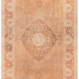 Antique Amritsar Indian Medallion Soft Beige Hand-Knotted Wool Rug – Circa 1880 BB7723