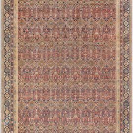 Amritsar Indian Antique Allover Geometric Warm Tan Hand-Knotted Wool Rug – Circa 1920 BB7238