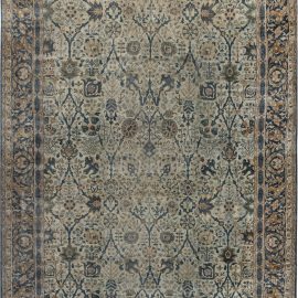 Antique Indian Botanic Handwoven Wool Rug BB7243