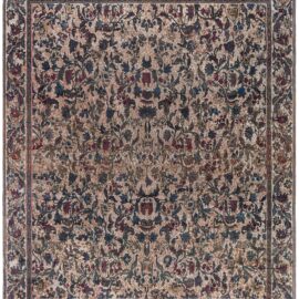 Indian Antique Floral Allover Warm Tan Hand-Knotted Wool Rug – Circa 1880 BB8931