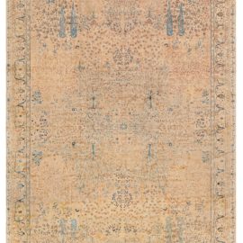 Antique Indian Floral Allover Oversized Soft Beige Hand-Knotted Wool Rug – Circa 1920 BB8593