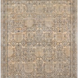 Antique Indian Allover Floral Soft Beige Hand-Knotted Wool Rug – Circa 1920 (Size Adjusted) BB8616