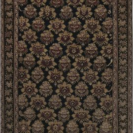 Vintage Russian Botanic Brown, Black Karabagh Runner (Size Adjusted) BB7454