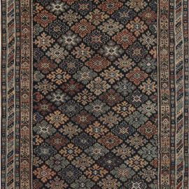 Antique Karabakh Caucasian Allover Geometric Warm Tan Hand-Knotted Wool Runner – Circa 1920 Paisley Design BB7445