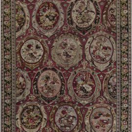 Antique Karabakh Caucasian Floral Allover Classic Taupe Hand-Knotted Wool Carpet – Circa 1900 Paisley Design BB7455