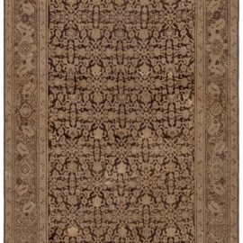 Malayer Antique Allover Geometric Warm Tan With Brown Hand-Knotted Wool Runner – Circa 1920 BB8907