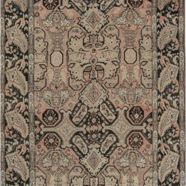 Karabakh Caucasian Antique Allover Geometric Warm Tan Hand-Knotted Wool Runner – Circa 1900 Paisley Design BB7459