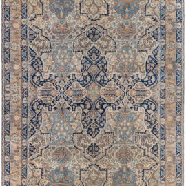 Antique Kirman Persian Medallion – Light Beige Hand-Knotted Wool Rug – Circa 1900 BB8873