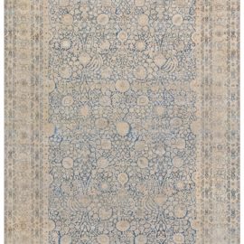 Kirman Persian Antique Allover Floral Pale Sand Hand-Knotted Wool Carpet – Circa 1880 BB8744