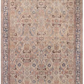 Antique Malayer Persian Floral Allover Warm Tan Hand-Knotted Wool Rug – Circa 1920 BB8567